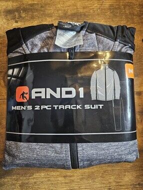 And1 Buzzer Beater Track Suit Men’s Medium 2 Piece Gray & Black Training Gym NWT